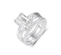 Skcess Bague d'éternité en or blanc 9 carats - Moissanite - Blanc, Taille 50 (Ø 15,9 mm), Moissanite, Moissanite