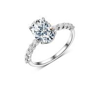 Skcess Bague d'éternité en or blanc 9 carats Moissanite pour femme, Taille 50 (Ø 15,9 mm), Moissanite, Moissanite