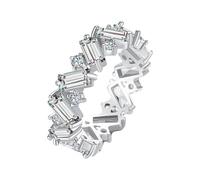 Skcess Bague d'éternité rectangulaire en or jaune 14 carats Moissanite blanche pour femme, Taille 50 (Ø 15,9 mm), Moissanite, Moissanite