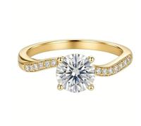 Skcess Bague en or blanc 9 carats 14 carats 18 carats pour femme, bande torsadée avec moissanite bagues tendance pour femmes, 10, Moissanite en or jaune 18 carats, Zircone cubique