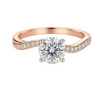 Skcess Bague en or blanc 9 carats 14 carats 18 carats pour femme, bande torsadée avec moissanite bagues tendance pour femmes, 10.5, Moissanite or rose 9 carats, Zircone cubique