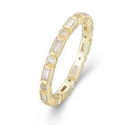 Skcess Bague en or blanc 9 carats, bague d'éternité, moissanite, bague de promesse, bague d'anniversaire, cadeau de bijoux pour femme, 57 (18.1), Moissanite, Moissanite