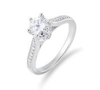 Skcess Bague en or blanc 9 carats, bague d'éternité, moissanite, blanche, promesse, cadeau de bijoux, Taille 50 (Ø 15,9 mm), Moissanite, Moissanite