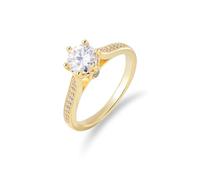 Skcess Bague en or blanc 9 carats, bague d'éternité, moissanite, blanche, promesse, cadeau de bijoux, Taille 50 (Ø 15,9 mm), Moissanite, Moissanite