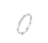 Skcess Bague en or blanc 9 carats pour femme, motif feuille ondulée simple blanche avec diamant rond de laboratoire pour femme, 6.5, Diamant de laboratoire en or blanc, Zircone cubique