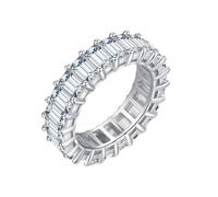 Skcess Bague en or blanc 9 carats pour petite amie, bague moissanite pour femme, bague éternité promise pour femme, taille 49 (15,6)