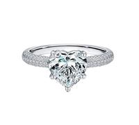 Skcess Bague en or blanc 9 K/14 carats Moissanite 8 x 8 mm, bague éternité en forme de cœur, 57 (18.1), Métal précieux, Moissanite