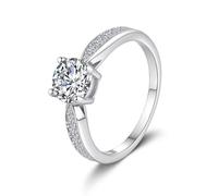 Skcess Bague en or blanc 9 K/14 K/18 carats pour femme, 4 griffes blanches rondes avec moissanite 1 ct, 4.5, Platine 950 Moissanite, Zircone cubique