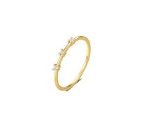 Skcess Bague en or jaune 9 K/14 carats Moissanite pour femme, trois diamants, 53 (16.9), Métal précieux, Moissanite