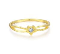 Skcess Bague en or jaune 9 K/14 K/18 carats pour petite amie, bague promise diamant blanc, 61 (19.4), diamant, Diamant