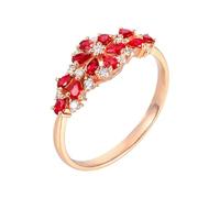 Skcess Bague en or rose 18 carats avec rubis rouge et poire - Alliances avec rubis de 0,44 carats et diamant - Pour femme, 67 (21.3), Métal précieux, Rubis