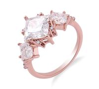 Skcess Bague en or rose 9 carats/14 carats/18 carats pour femme, bague promise à 4 dents avec moissanite, 62 (19.7), Moissanite, Moissanite