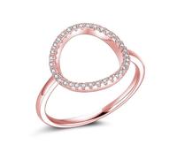 Skcess Bague en or rose 9 K/14 carats pour femme - Bague moissanite blanche - Cercle creux rond - Alliances pour femmes, 54 (17,2), Métal précieux, Moissanite