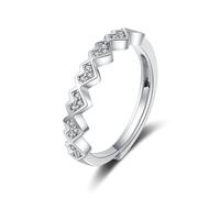 Skcess Bague éternité en or blanc 14 carats Moissanite blanche pour femme avec zircone en forme de cœur, 45 (14.3), Moissanite, Moissanite