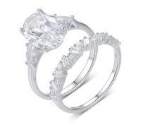 Skcess Bague éternité en or blanc 9 carats pour femme - Moissanite blanche, Taille 50 (Ø 15,9 mm), Moissanite, Moissanite