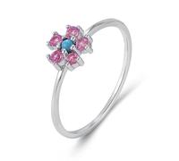 Skcess Bague éternité en or blanc 9 carats, pour femme, saphir rose synthétique, Taille 50 (Ø 15,9 mm), Saphir rose synthétique, Saphir rose synthétique