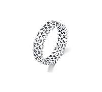 Skcess Bague éternité en or blanc 9 K/14 carats, en forme de cœur, pour femme, 58 (18,5), Métal précieux, Aucune pierre précieuse