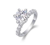 Skcess Bague plastron en or blanc 9K/14K/18K / platine Pt950 pour femme, bague blanche avec moissanite ronde à 6 griffes 1 carat pour femme, 4, Moissanite en or blanc 9 carats, Zircone cubique