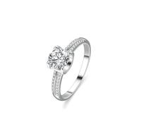 Skcess Bague plastron en or blanc 9K/14K/18K / platine Pt950 pour femme, blanc avec moissanite ronde 1 ct, 4, Moissanite or blanc, Oxyde de zirconium.