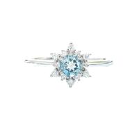Skcess Bague pour femme en or blanc 9 K/14 K/18 carats, flocon de neige bleu clair avec aigue-marine 0,4 ct et diamant bagues uniques pour femme, 5.5, Platine 950 aigue-marine, Zircone cubique