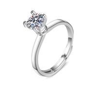 Skcess Bague Promise en or blanc 14 carats avec diamant de laboratoire rond classique avec 4 griffes 1 carat 6,5 mm, 52 (16,6), Diamant de laboratoire, Diamant de laboratoire