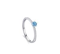 Skcess Bague Promise en or blanc 9 carats - Topaze 4 mm - Bleu clair - Moissanite 0,25 ct, 45 (14.3), Moissanite Topaze Moissanite, Topaze