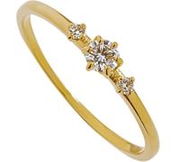 Skcess Bague ronde en or jaune 9 carats avec moissanite et diamant blanc, 56 (17,8), diamant, Diamant