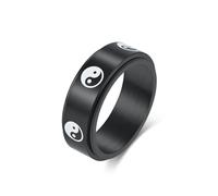 Skcess Bagues d'amitié pour homme en acier inoxydable 8 mm Tai Chi Yin Yang Spinner de forme rotative Bague de fiançailles pour homme Taille 54-70, Acier inoxydable, Pas de zirconium