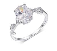 Skcess Bagues de fiançailles en or blanc 18 carats pour couples, moissanite blanche ovale 2 carats pour femme, taille 5,5