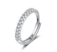 Skcess Bagues de fiançailles en or jaune 14 carats Moissanite blanche demi-bague droite rangée de zircons, 52 (16,6), Moissanite, Moissanite