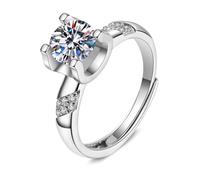 Skcess Bagues de promesse en or blanc 9 carats pour couples, diamants blancs de laboratoire tendance pour femme, design géométrique élégant, rond 1 carat, 8.5, Or blanc 9 carats, Diamant de