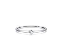 Skcess Bagues de promesse en or blanc 9 carats pour couples, empilables, simples et fins, avec diamant rond de 0,1 carat, diamant de laboratoire blanc pour femme