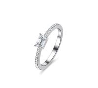 Skcess Bagues de promesse en or blanc 9K/14K/18K, 4 griffes rectangulaires blanches avec moissanite 0,5 ct pour femme, 10.5, Platine 950 Moissanite, Zircone cubique