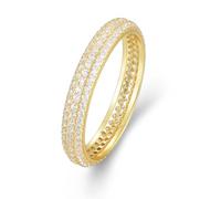Skcess Bagues en or blanc 9 carats avec pierre précieuse pour femme, trois rangées de moissanite blanche pour couples, 8, Moissanite en or jaune 18 carats, Zircone cubique