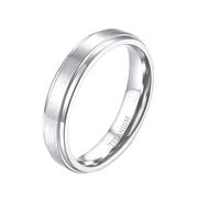 Skcess Bagues vintage en acier titane de 4 mm pour homme - Forme de bord biseauté - Unisexe - Décoration de mariage - Argenté - Taille 65 (20,7)