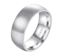 Skcess Bagues vintage pour homme, 8 mm, en acier titane brossé, design incurvé, bague de fiançailles, unisexe, argent nordique, taille 65 (20,7)