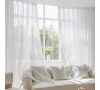 Skcess Lot de 2 rideaux blancs pour fenêtres, fils simples avec fleur 137 x 274 cm (l x H)