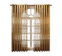 Skcess Lot de 2 rideaux de fenêtre en fils pour salon avec broderie européenne Motif floral 101,6 x 183 cm (l x H)