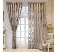 Skcess Lot de 2 rideaux en fils à motif floral pour chambre à coucher, marron, 132 x 160 cm (l x H)