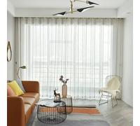 Skcess Lot de 2 rideaux extra longs en fils avec motif à rayures colorées pour chambre à coucher, blanc, 86,4 x 137,2 cm (l x H)