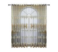 Skcess Lot de 2 rideaux modernes en fils de style rustique avec motif floral vintage - 132 x 160 cm (l x H)