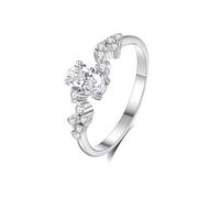 Skcess Or blanc 9 K/14 K/18 carats/platine 950 Bague de fiançailles 4 x 6 mm Moissanite blanche 0,5 ct, 54 (17.2), Moissanite, Moissanite