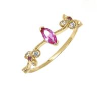 Skcess Paire de bagues en or blanc véritable 9 K/14 K/18 K avec marquise moissanite en forme de fleur, Or jaune 9 carats (375), Corindon Moissanite