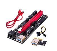 Skcvmn VER009 USB 3.0 PCI-E Riser VER 009S Express 1X 4X 8X 16x Extender Riser Carte Adaptateur SATA 15 broches vers 6 broches Câble d'alimentation (couleur : rouge 60 cm)