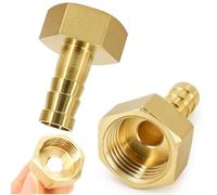 SKDFHOD 2 Pièces 1/2 Pouce en Laiton Embout de Tuyau, Raccord Cannelé Laiton, Tuyau Barbillon Connecteur 10mm Barbillon, Barbed Brass Raccords Laiton Cannelés pour Tuyau d'Arrosage, Plomberie