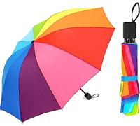 SKDFHOD Parapluie Arc-en-ciel Pliant Robuste et Compact en Fibre de Verre - Ouverture et Fermeture Automatiques - Petit et Coloré - 10 Couleurs
