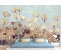 skdhlifpj Papier Peint Abstrait 3D intissé Tapisserie Murale Peint À La Main Abstrait Blanc Tulipe Fleurs 400cmx280cm Salon Chambre Adulte Zen Mural