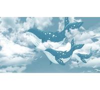 skdhlifpj Papier Peint Bleu 3D intissé Tapisserie Murale Mer Bleue Méditerranée Ciel Baleine Chambre D'Enfant 300cmx256cm Salon Chambre Adulte Zen Mural