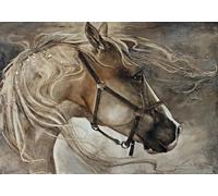 skdhlifpj Papier Peint Cheval blanc 3D intissé Tapisserie Murale Peint À La Main Peinture À L'Huile Cheval Blanc Peinture Fond D'Écran 200cmx140cm Salon Chambre Adulte Zen Mural