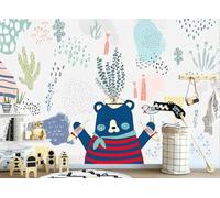 skdhlifpj Papier Peint Enfant 3D intissé Tapisserie Murale Chambre D'Enfant Moderne Mignon Dessin Animé Ourson Animaux Fond Mur 350cmx245cm Salon Chambre Adulte Zen Mural